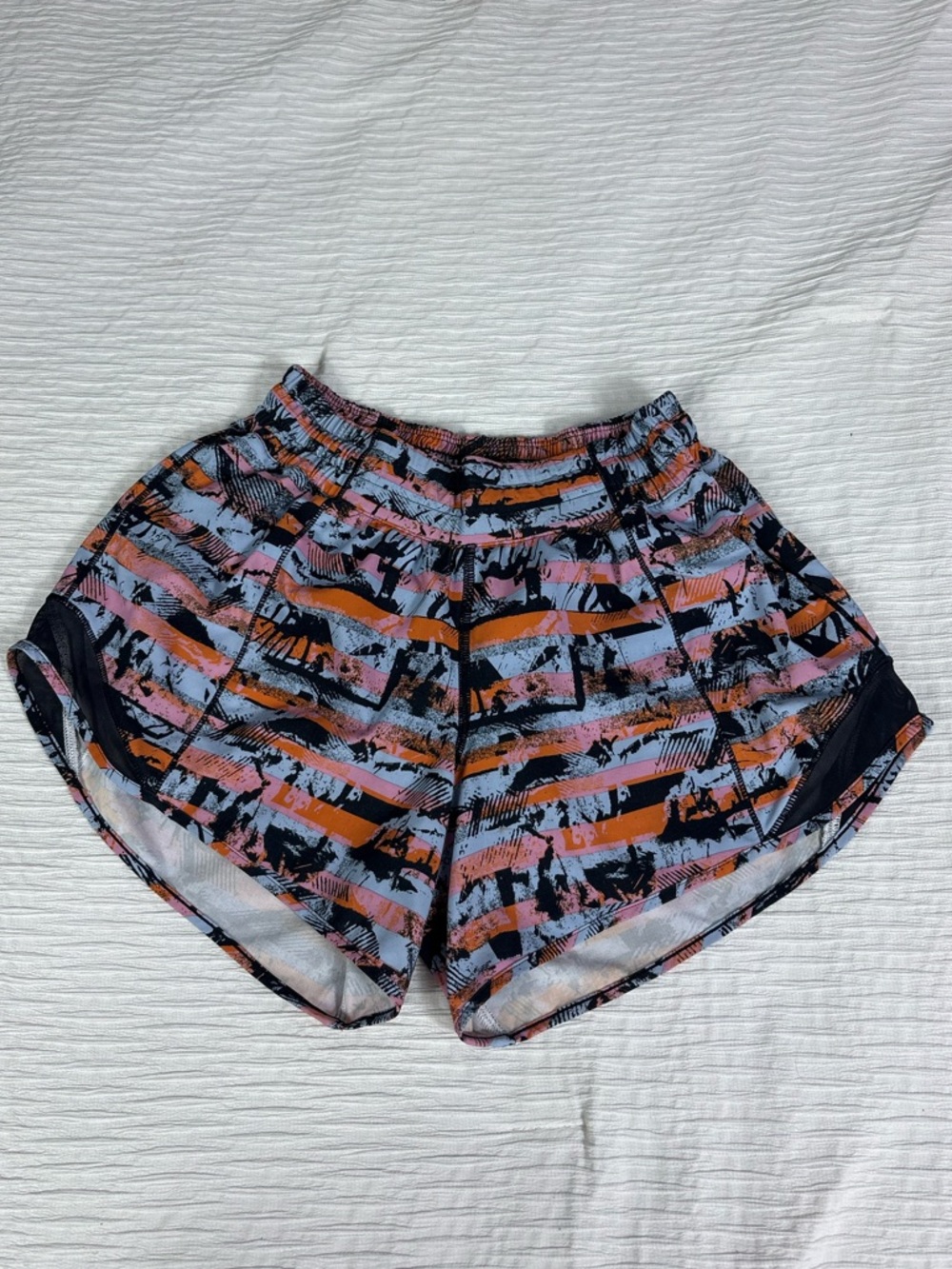 lululemon athletica Striped Athletic Shorts in Pink, Orange & Black